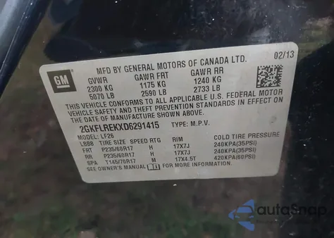 2013 GMC Terrain Sle-1 z USA, uszkodzony, nr VIN 2GKFLREKXD6291415